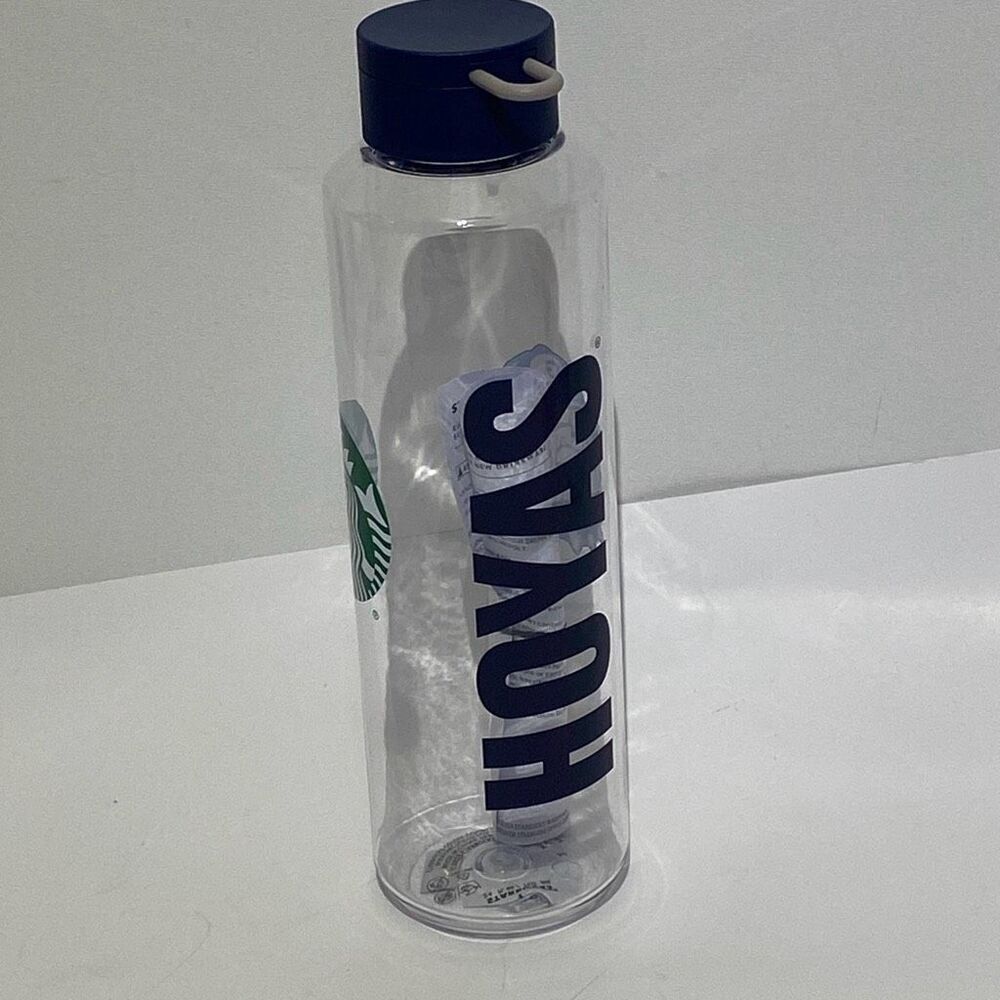 Starbucks Clear Georgetown University Hoyas Reusable Plastic Water Bottle OS NWT